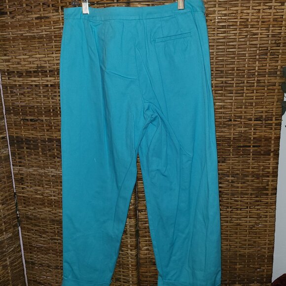Eileen Fisher Turquois Wide Leg Crop Cuff Pant Women's SZ M VTG 97 Cotton - Picture 6 of 7